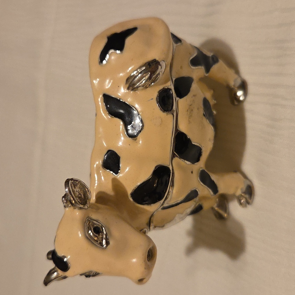 Charming Cow Figurine - Black and Cream
